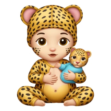 human baby with leopard patterned clothes sticker