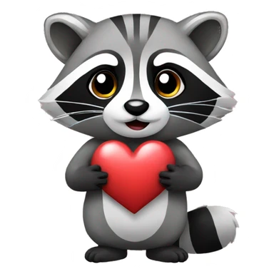 A raccoon holding a heart  sticker