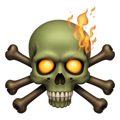 a poisonous cloud of gas, dark swamp color, with an image of a skull and two crossed bones behind the skull sticker