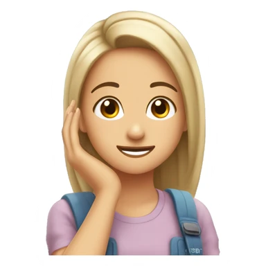Girl scratching head while smiling ￼ sticker