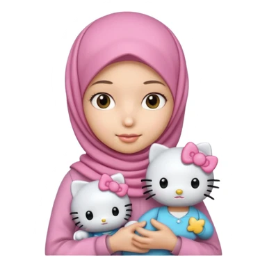 Teen girl wearing hijab and freshness with Hello Kitty doll sticker