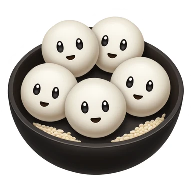 black sesame seeds inside center of each small glutinous rice flour balls sticker