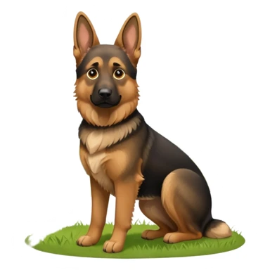 A German Shepherd standing alert on a grassy hill, looking into the distance with its ears perked. Realistic outdoor lighting, strong and intelligent expression, professional pet photography. sticker