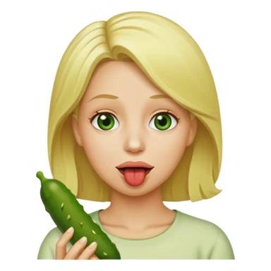 Blonde with a pickle in her mouth sticker