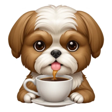 Shihtzu with a coffee sticker
