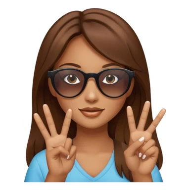 Brown hair girl with sunglasses who makes a peace sign with her fingers sticker