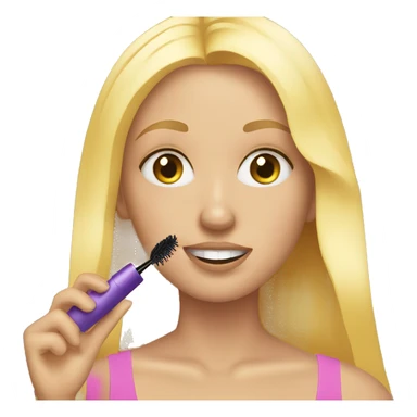 girl putting on mascara with blonde hair sticker