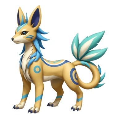  Tropical Tiny Marked Patterned Tribal Tropical Tiny Marked Patterned Tribal WereGarurumon-Suicune-Linoone-Meloetta-Renamon-fusion-hybrid-creature (full body) sticker