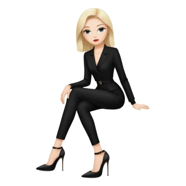 فتاة ترتدي طقم اسود وكعبysl sticker