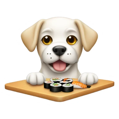 A dog eating sushi  sticker