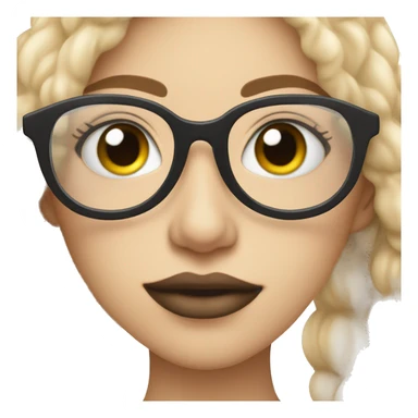 Clean girl with hair in clad lip lip gloss and black glasses on sticker