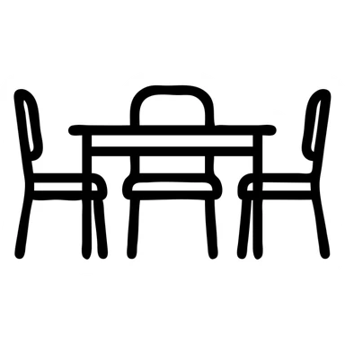 icon style table with four chairs, clean and clear sticker