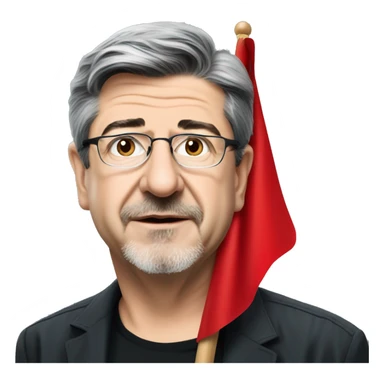 Jean Luc melenchon with a red flag sticker