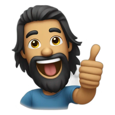 black beard happy Face thumbs up pose sticker