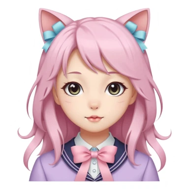 Gorgeous Kawaii Cute Beautiful Elegant Pretty Pastel Anime Catlady with ribbons sticker