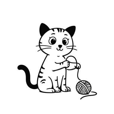 cute cat, playful and friendly hand drawn doodle sticker