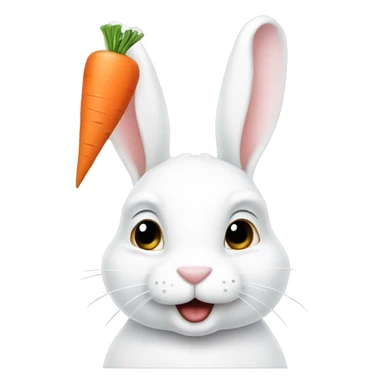 White rabbit with carrot sticker