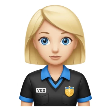 blue eyes blonde girlIN REFEREE UNIFORM STANDING UP  sticker