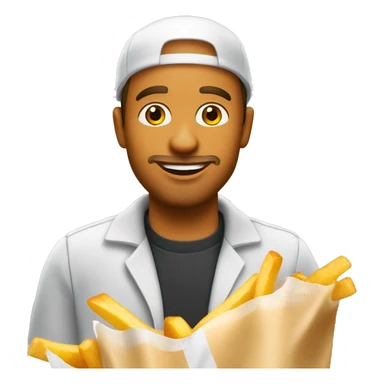 white man mcdonalds worker putting the fries in the bag sticker