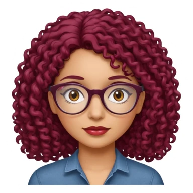 hispanic women with brown eyes and clear glasses and burgundy curly hair sticker