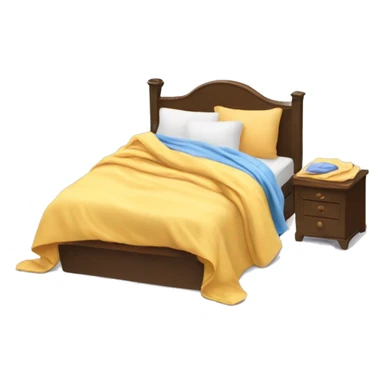 Messy bed with blanket hanging half off of bed and launfry sitting on bed sticker