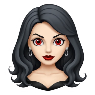 vampira com a cor de pele cinza, cabelo ondulados preto  sticker