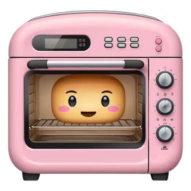 Cute emoji-style Ninja Combi countertop oven, pastel pink appliance, rounded edges, soft highlights, simple shadows, modern kitchen gadget aesthetic, realistic, centered, white background sticker