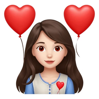 white happy long haired brunette girl hazel eyes valentines sticker