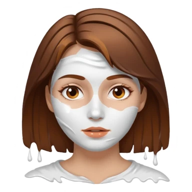 Brown hair woman, splashed white on face sticker