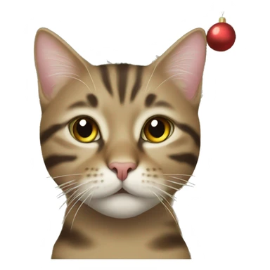Tabby cat under Christmas tree  sticker