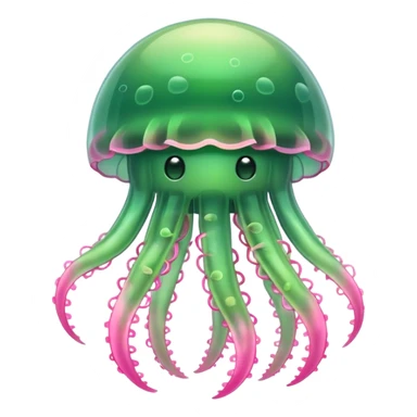 Cute green pink jellyfish sticker