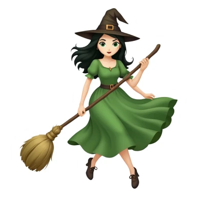 Witch flying on broom sticker