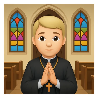 Add a church background behind the medieval priest in the style of emoji (apple style emojis). Keep the emoji style look and feel. sticker