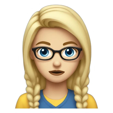 girl nerd angry blue eyes blond sticker