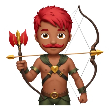 Black cupid with red hair and mustache sticker