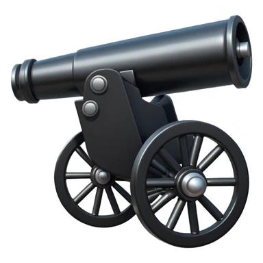 A black shiny cannon at a 3/4 degree sticker