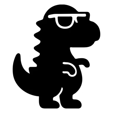 solid black icon of a dinosaur with sunglasses sticker
