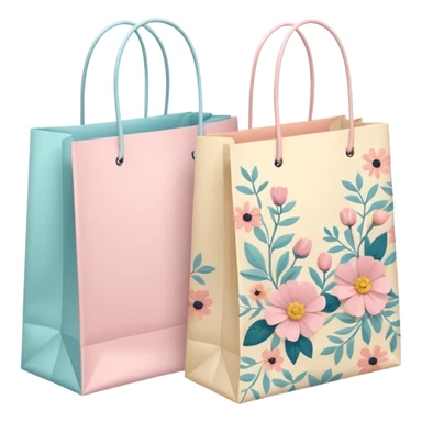 2 aesthetic shopping bag with pattern sticker