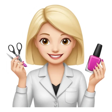 МАСТЕР МАНИКЮРА В ОДНОЙ РУКЕ ЛАК В ДРУГОЙ РУКЕ НОЖНИЦЫ sticker