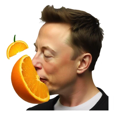 elon musk kissing an orange sticker