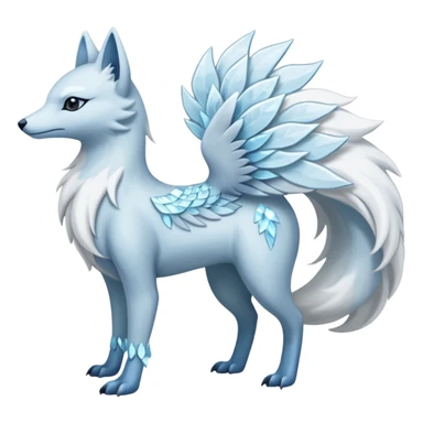 Shiny Silver-White Frosted Ice-Crystal Encrusted Regal Arctic Alolan-Ninetales-Latias hybrid creature (full body) sticker