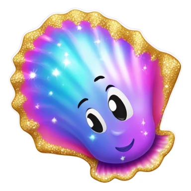 Lisa Frank sparkle sea shell with pearl ￼ sticker