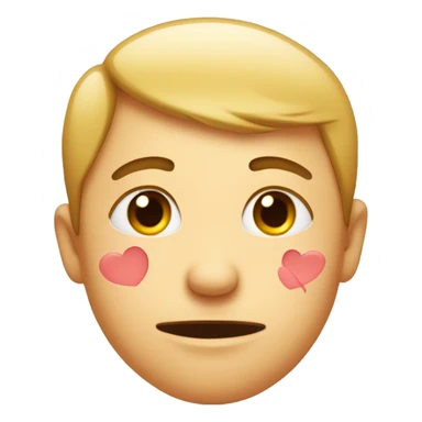 face blushing hard with hearts around it sticker