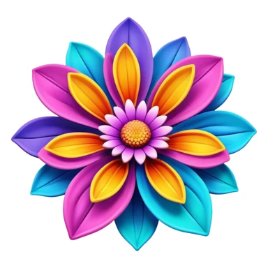 3D, create an ultra detailed Psychedelic colored flower sticker