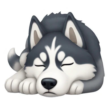 Husky curled up sleeping sticker