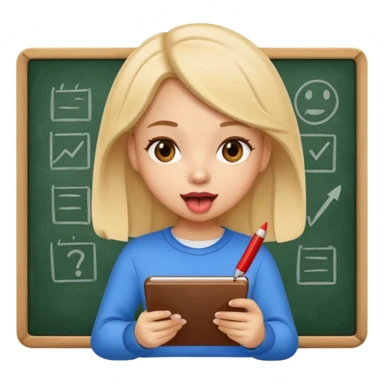 girl taking notes in board, smart tongue out sticker