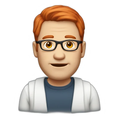 50years old men with white skin, with red hair with glasses sticker