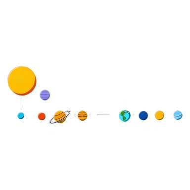 letter J as the sun with planets in orbit around it sticker