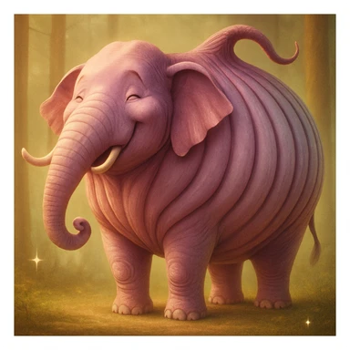 Edit the elephant's face to have a happy, smiling expression while keeping the image quality and style consistent with the original. sticker