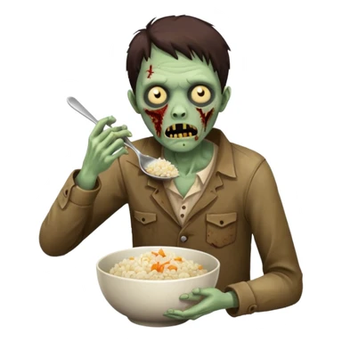 Zombie eating rice  sticker